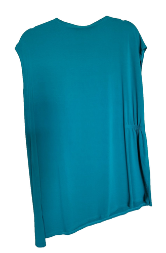 Eileen Fisher NWT Long Loose Asymmetric Hem Viscose Jersey Jewel Neck Top M - Picture 10 of 17