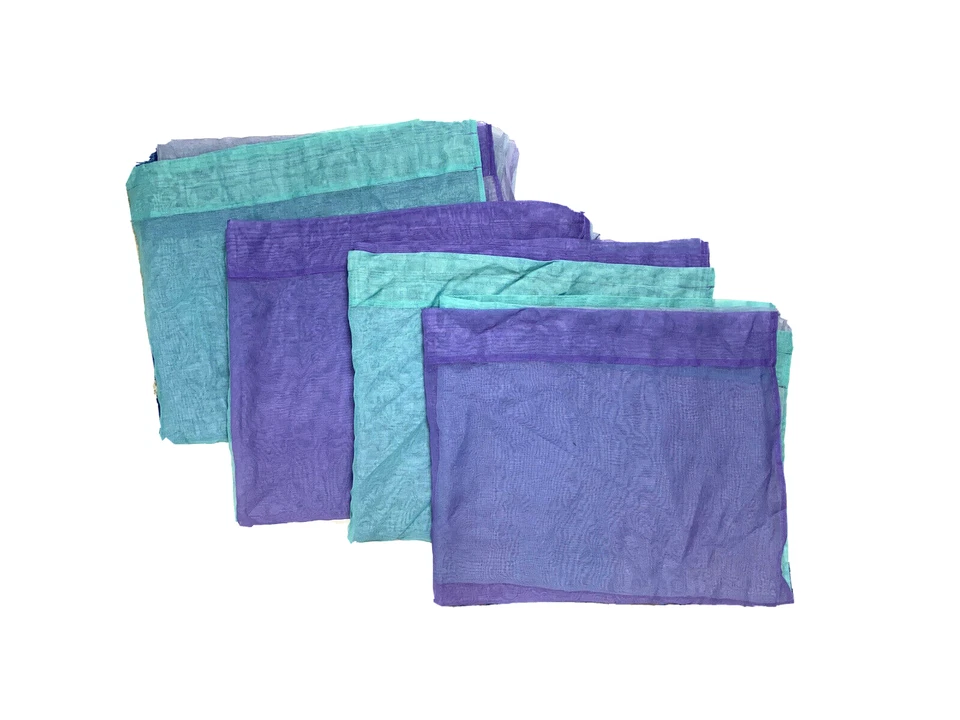 Set 4 Bright Ombre Curtains Panels Drapes Sheer Purple Turquoise Long Colorful - Image 2 of 4