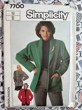 Simplicity Sewing Pattern 7700 Misses' Loose-Fitting Lined Jackets Size 10 FF