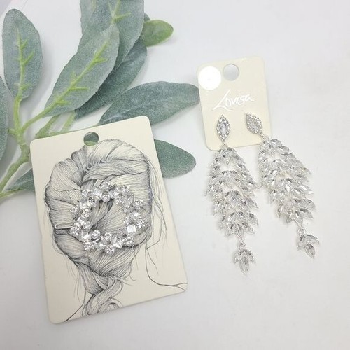 LOVISA Rhinestone Earrings and Hair Clip NWT - Picture 2 of 9