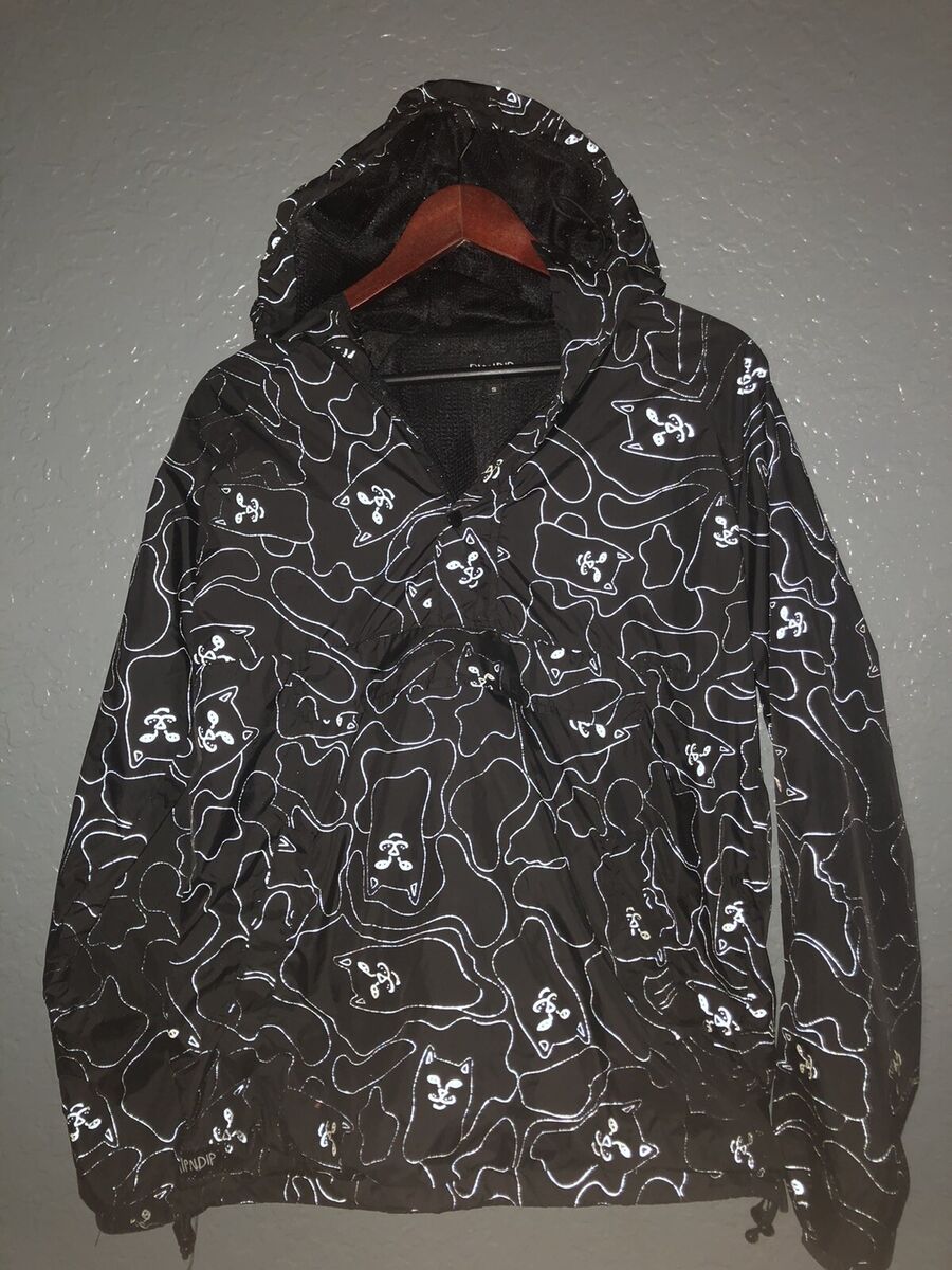 ⭐️ RipNDip Reflective Nylon Windbreaker Nermal Cat pattern