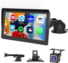 7" Car Radio Stereo Portable Apple CarPlay Android Auto Touchscreen + Camera