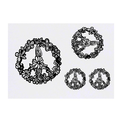 4 x 'Floral Peace Symbol' Temporary Tattoos (TO00000817)