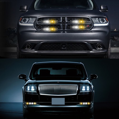 Super Yellow & White Alert Flash Strobe Blinking LED Signal Driving Fog Light - Imagen 9 de 16