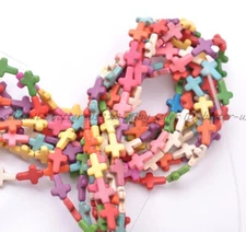 16''1Strand Howlite Turquoise Side Ways Crosses Spacer Beads 15X12MM U PICK Colo