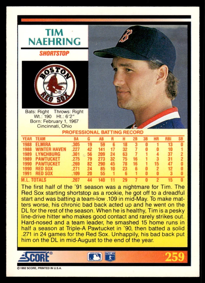 1992 Score Baseball #250-499 Pick Your Card - Image 2 of 2