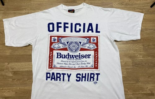 CAMISA DE FIESTA VINTAGE AÑOS 80 BUDWEISER BEER 1989 TALLA ÚNICA JOSTENS hecha en EE. UU. - Imagen 3 de 12