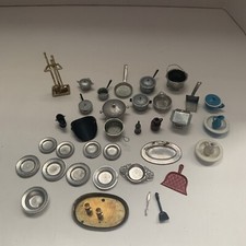 Vtg Metal Dollhouse Lot Kitchen Cooking Pots Pans Dishes Pitchers