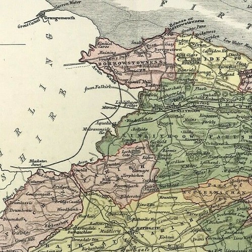 mapa Escocia Linlithgowshire por W H Lizars color, detalle fino 1865 original - Imagen 3 de 3