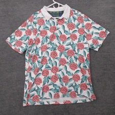 William Murray Shirt Mens XL White Floral Golf Poly Stretch Logo Short Sleeve