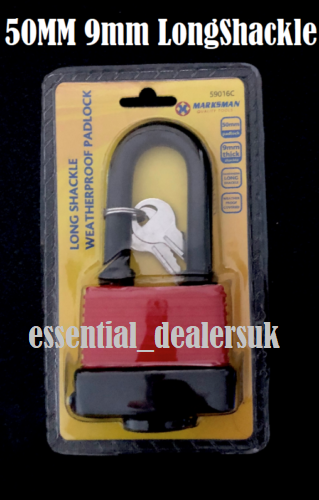 40MM 50MM 65MM LONGSHACKLE HEAVY DUTY WEATHERPROOF PADLOCK 2 KEYS Waterproof - Picture 6 of 8