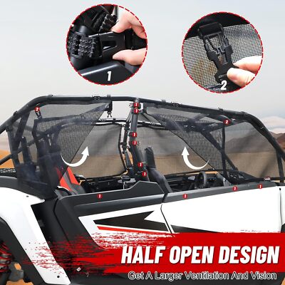 4 Seater Side Windshield For 2024-25 Polaris RZR XP 4 1000 Mesh