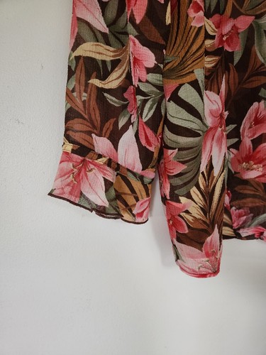 Alfred Dunner Hawaiihemd Bluse Größe 16 mehrfarbig Blumenmuster 3/4 Ärmel durchsichtig - Bild 5 von 6