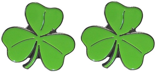 Irish Shamrock 3 Leaf Clover St Patrick Ireland Symbol Metal Enamel Cufflinks - 第 1/4 張圖片