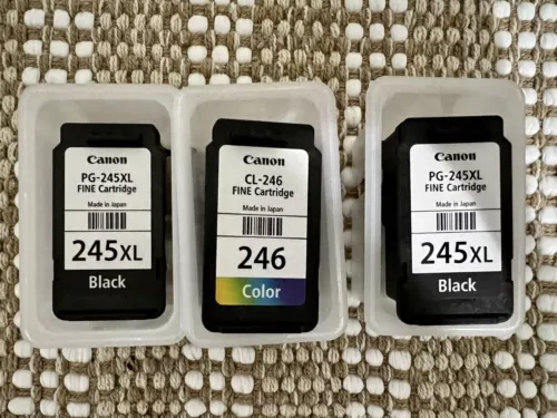 3 Canon Empty Ink Cartridges Virgin 245XL Black 246 Color Original Canon Brand