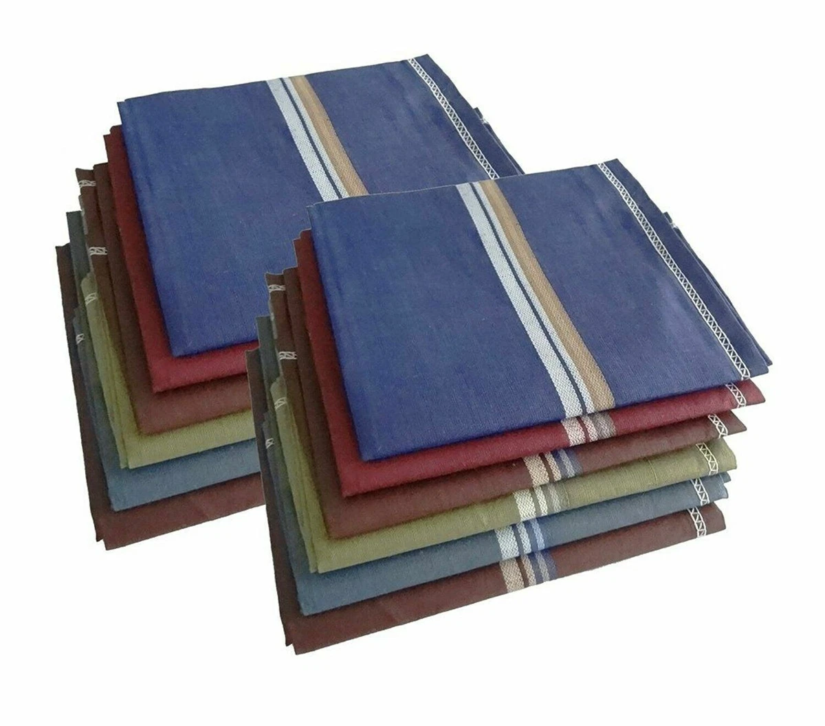 Fazzoletto Da Taschino Uomo In Cotone Tinta Unita Con Bordo Ricamato - 23x23 Cm, Vari Colori