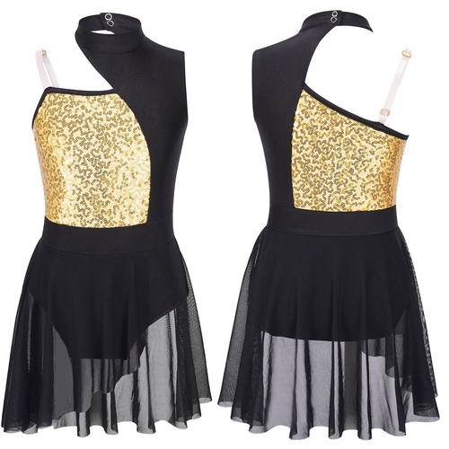 Kids Girls Shiny Sequins Ballet Dance Dress Latin Jazz Leotard Performan Costume - Picture 5 of 87