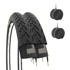 2 COPERTONI 700 X 32 C (32-622) + CAMERE PNEUMATICI NERI STRADALI BICI TREKKING 