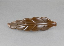 Brown leaf barrette curved hair clip leaves 4.5" long stamped textured plastic