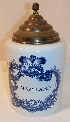 maryland tobacco jar Blue Delft by Royal Goedewaagen Holland Brass . For Sale at Ruby Lane Delft Holland Hand Painted Maryland