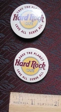 LOT OF 2 Hard Rock Cafe PIN BACK BUTTONS SAVE THE PLANET