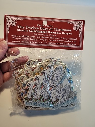 12 Days Of Christmas Die Cut Decorative Hangers Gold Stamped B Shackman 1992 Nip