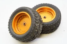 Vintage Proline Dirt Hawg 1/10 2wd Truck Tires on gold aluminum wheels pin style