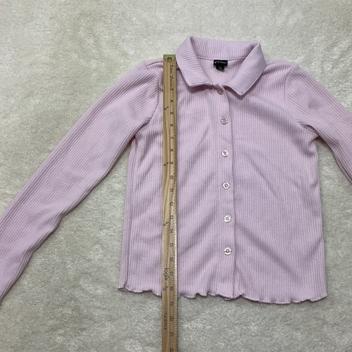 Art Class Girls Size L (10/12) Button Up Pink Cardigan Sweater Ribbed Knit - Picture 4 of 9