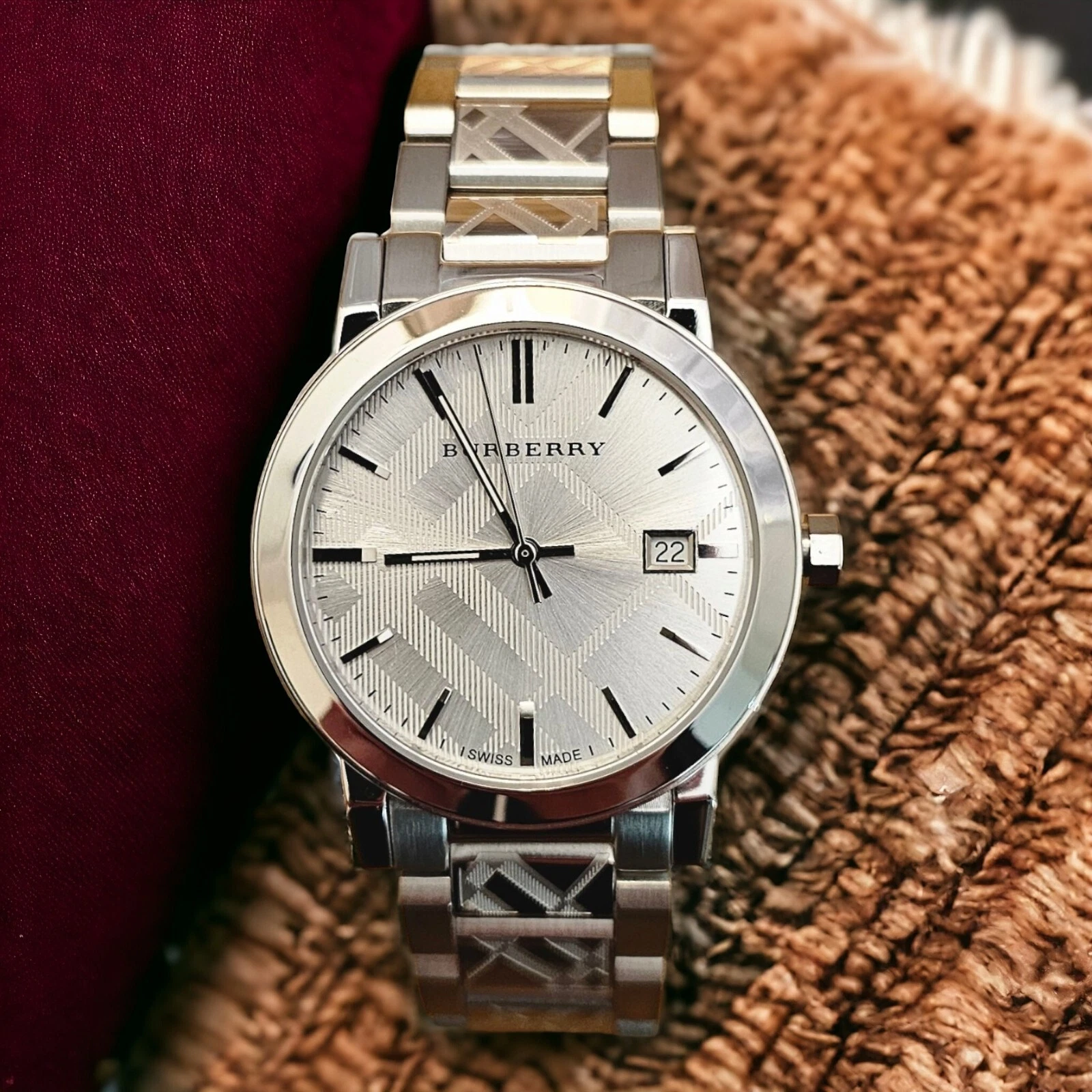 アルファード　BURBERRY 9037 アナログ腕時計 チェック柄 ⭐Burberry® BU 9037 Unisex 38mm Engraved Silver ⭐ | eBay