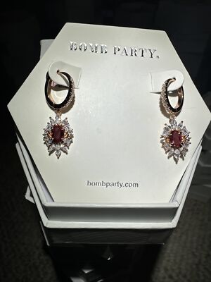 Chase Your Dreams Earrings Bomb Party Ruby Rose Gold Plated