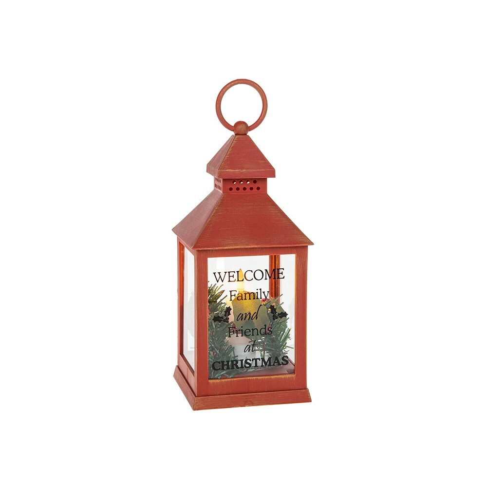 Xmas LED Flame Message Red Lantern Battery Indoor Light Lantern Christmas Gift