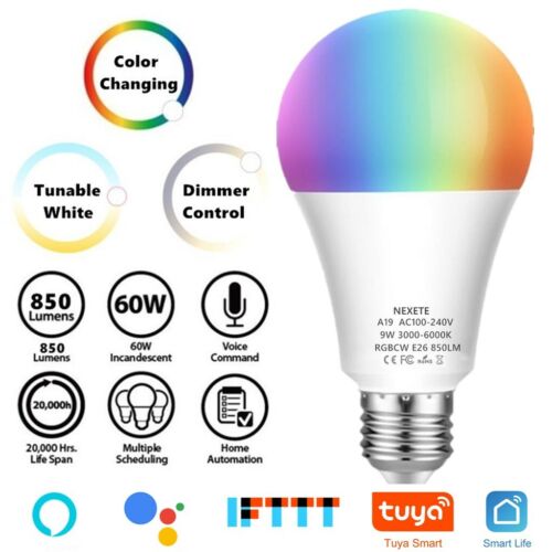 Wi-Fi Smart LED Light Bulb 9 W(60W) 850Lm A19 RGBCW Dimmable Alexa/Google/Siri - Picture 44 of 57