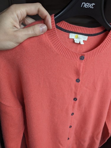 Boden 100% Cashmere Coral Cardigan UK 8 Round Neck Black Buttons - Barely Worn - Picture 5 of 5