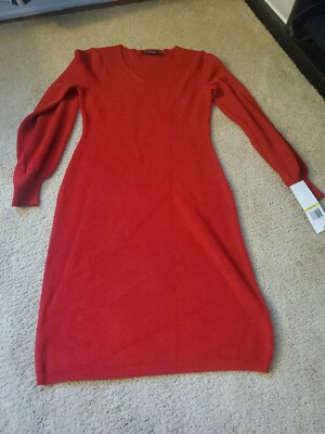 NWT Women's Nina Leonard Red Sweater Dress Medium | eBay
