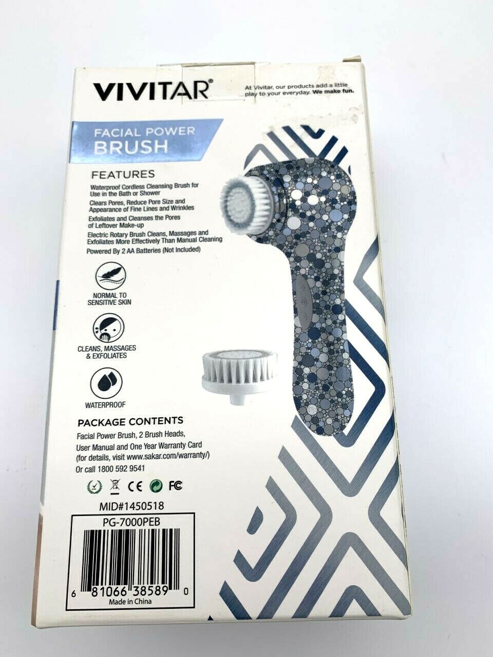VIVITAR SIMPLY BEAUTIFUL FACIAL POWER BRUSH,+ 2 BRUSH HEADS FAST FREE