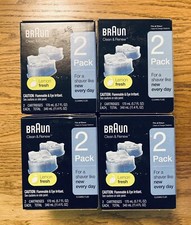 FOUR (4) Boxes: Braun Clean Renew Cartridge Refills Series 2-Pack Shaver Cleaner