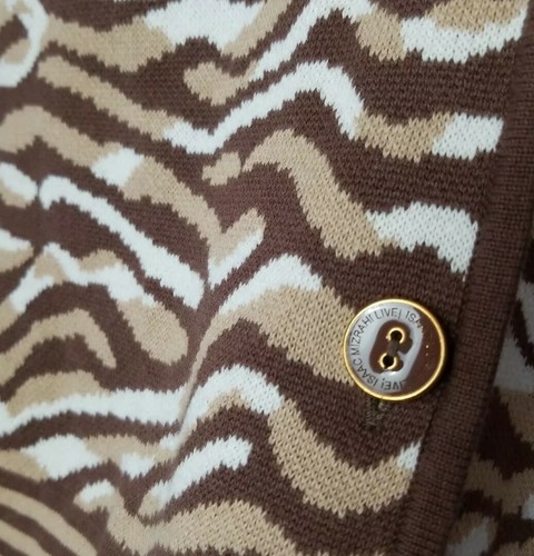 Cardigan Animal Print S Blazer Collar Neural lightweight Isaac Mizrahi Live - Picture 3 of 7