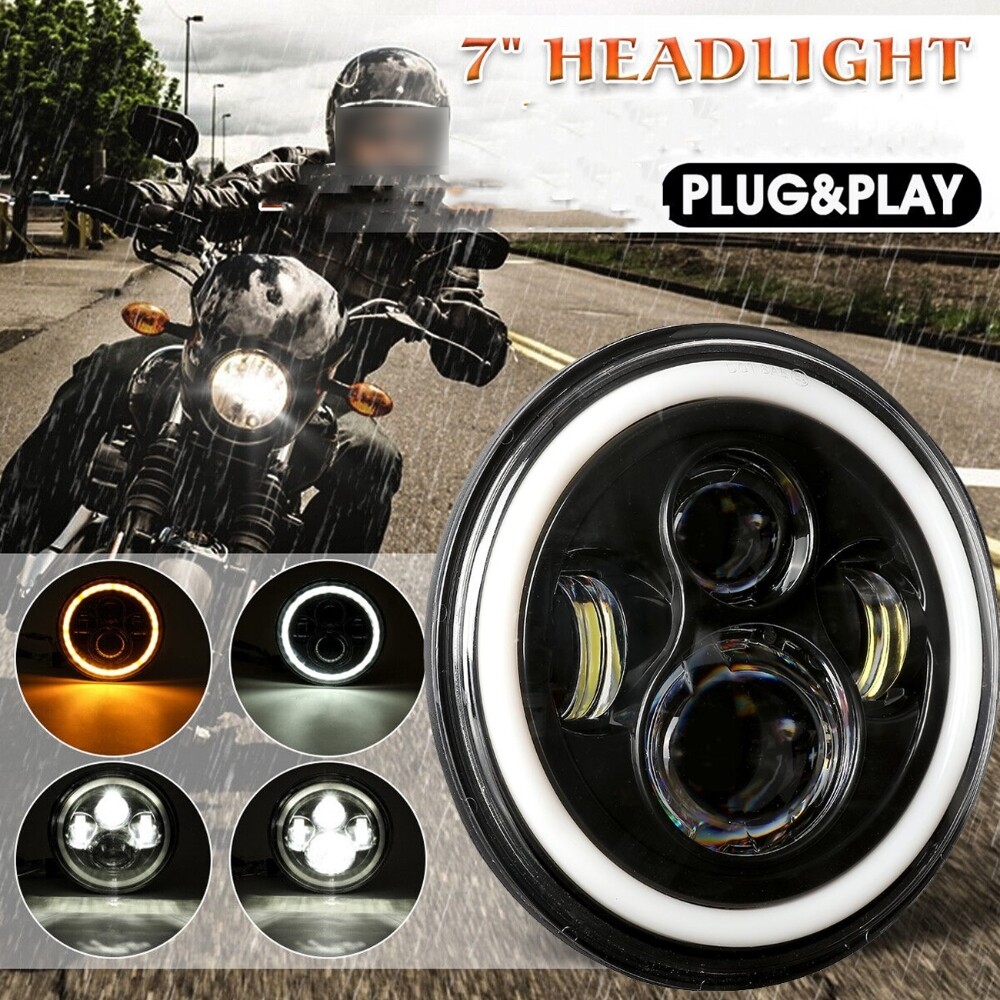 Pair Of 7-Inch LED Headlights With Halo Angel Eyes For 1990-1997 Mazda Miata (NA) MX-5 - H6024 Direct Fit