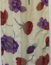VINTAGE BILL BLASS SILK RECTANGULAR SCARF IVORY PURPLE MAROON POPPIES 13 X 54"