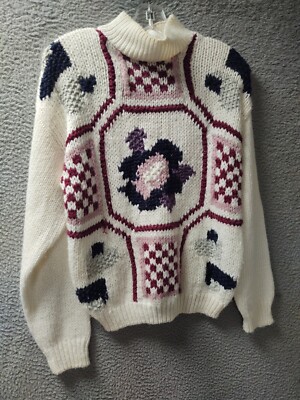 Jamie Scott Knitted by Hand Vintage Sweater Women Small Multicolor