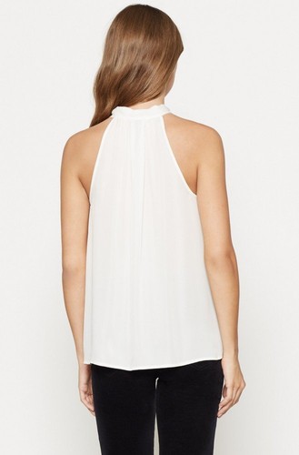 NWT $198 Large JOIE 'Melisent' Tie Neck Silk Sleeveless Top Blouse White - Picture 6 of 6