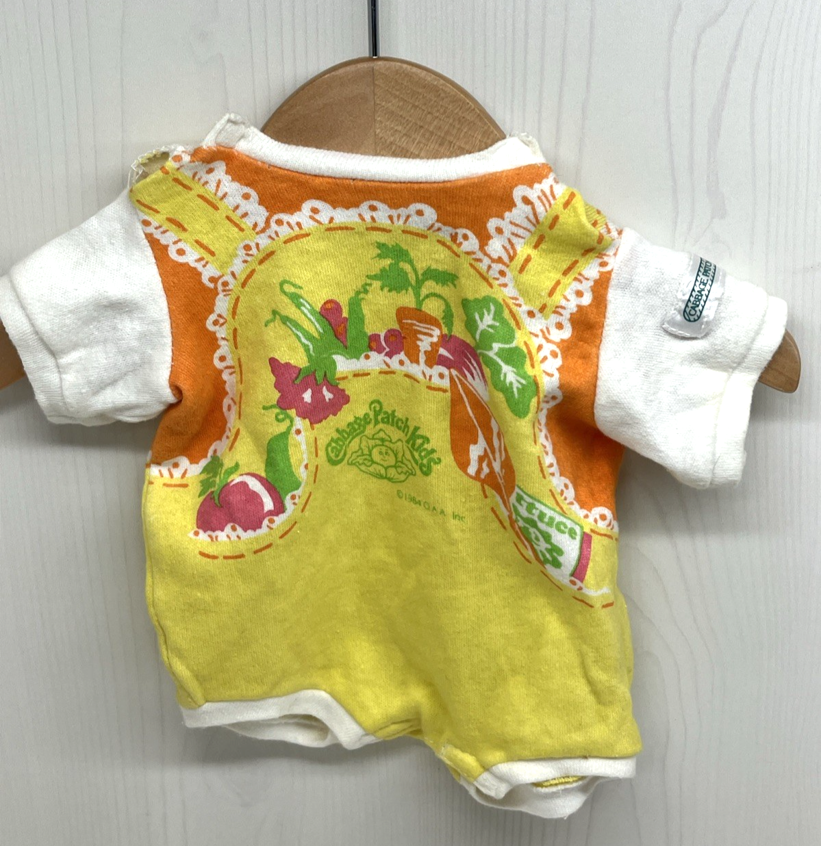 Vintage 1984 Cabbage Patch Kid Vegetable Garden Romper CPK Made In Taiwan Rare
