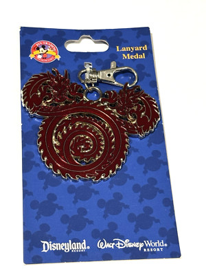 Disneyland Walt Disney World Resort Lanyard Medal Red Dragon Enamel Animal NEW