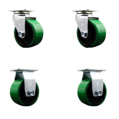 🛠️ 12 Ruedas Giratorias De Poliuretano Sobre Hierro Fundido - 12x2.5 Pulgadas - Verdes - WeldAwire
