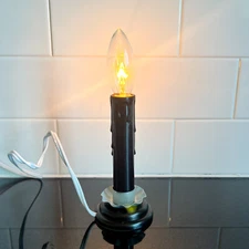 Black Country Candle Lamp 5" High With 7 Watt Bulb Window Sill Light Christmas