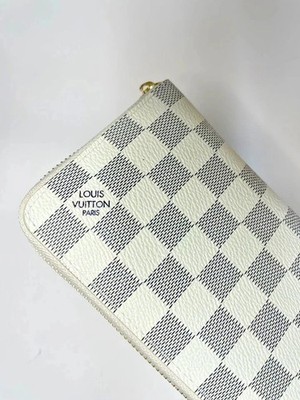 Louis Vuitton Damier Azur Zip Around Wallet Zippy Long Purse White