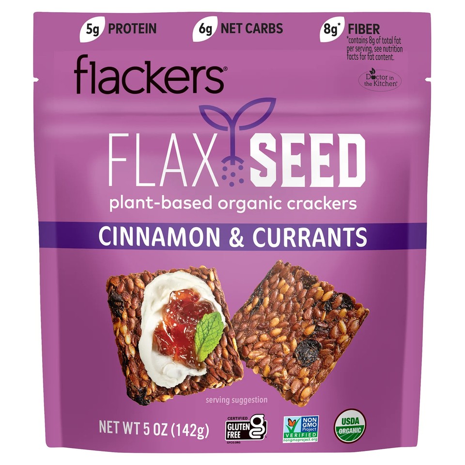Flax Seed Crackers, Cinnamon & Currants, 5 oz (142 g)