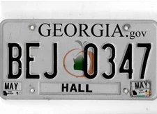 GEORGIA passenger license plate "BEJ 0347" ***HALL***