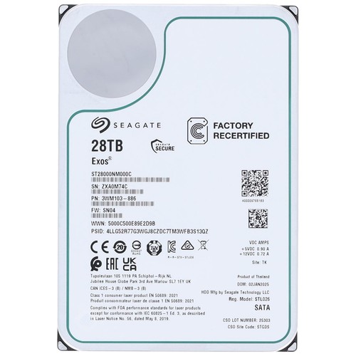 Seagate Exos 28TB 7.2K 3.5inch SATA 6 Gbps HDD (Seagate Recertified) - Afbeelding 5 van 5