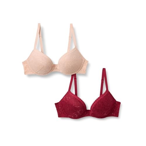 Push-Up-Bh 2Er-Pack 75C Burgunderrot/Helles BlüTenblatt, Amazon Essentials,-image